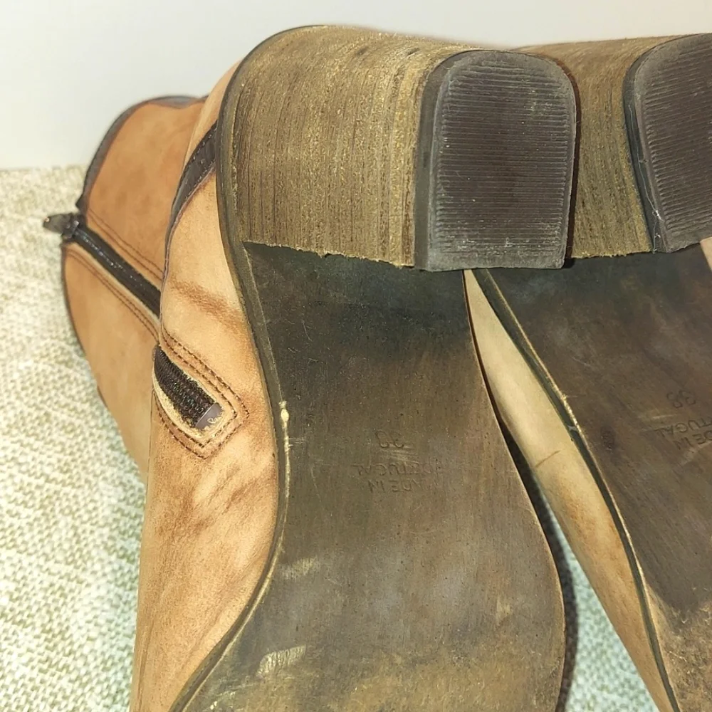 Women's Anthropologie Western Style Leather Suede Ankle Boots Pointed Toe - Picture 7 of 11